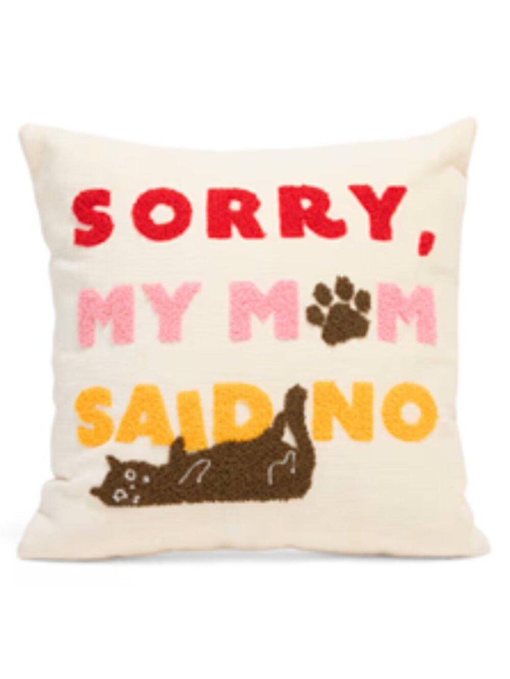 NWT ~ Petco "Sorry My Mom Said No" Decorative Throw Pillow, 14" L X 14" W X 6" H